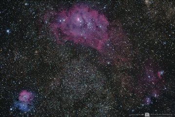 M8 M20 y NGC 6559 Lagoon Nebula, Trifid Nebula